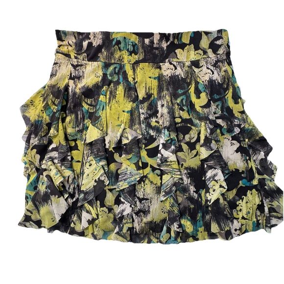 Relativity Size Medium Multi-color Floral Ruffled Lined Mesh Skirt Knee Length - Picture 1 of 7